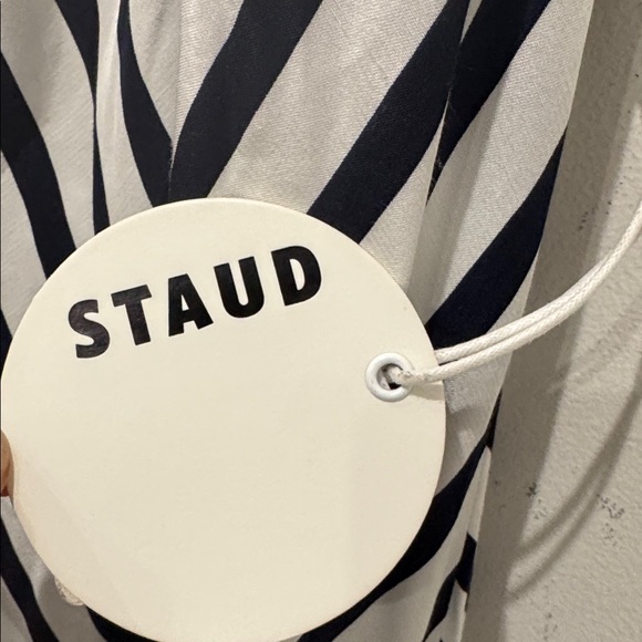 NWT STAUD JULIE DRESS WHITE NAVY STRIPE - Picture 12 of 12